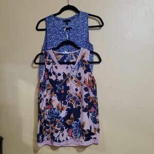 Willi Smith Blue And White Tank Top And Maurices Floral Tank Top